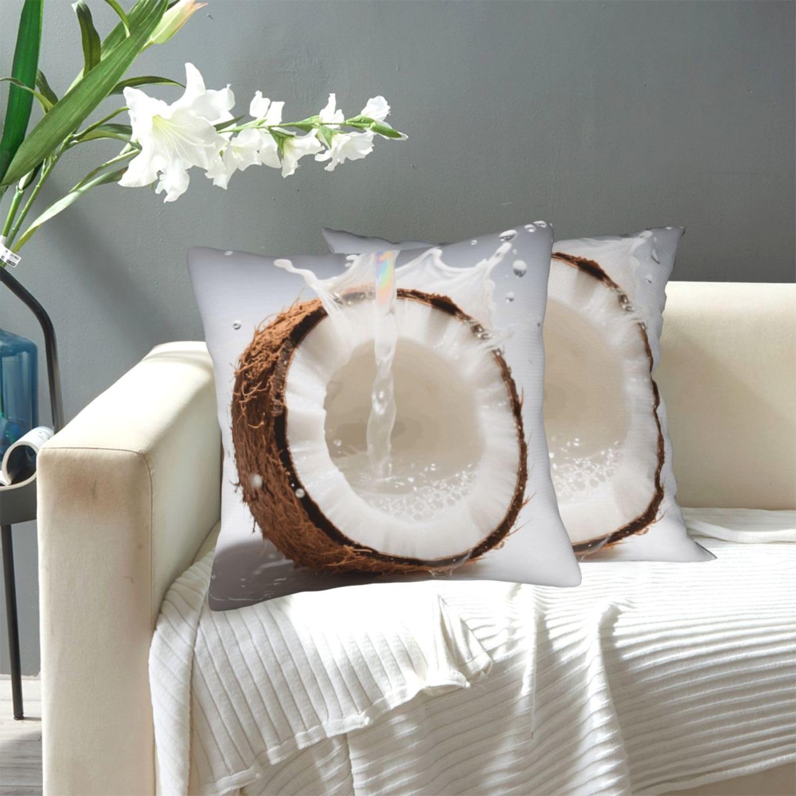 FekiLoot Decorative Throw Pillow Covers Modern Farmhouse Pillowcase Double Sided Cozy Cushion Cover for Sofa Couch Bed 20"X20" Coconut