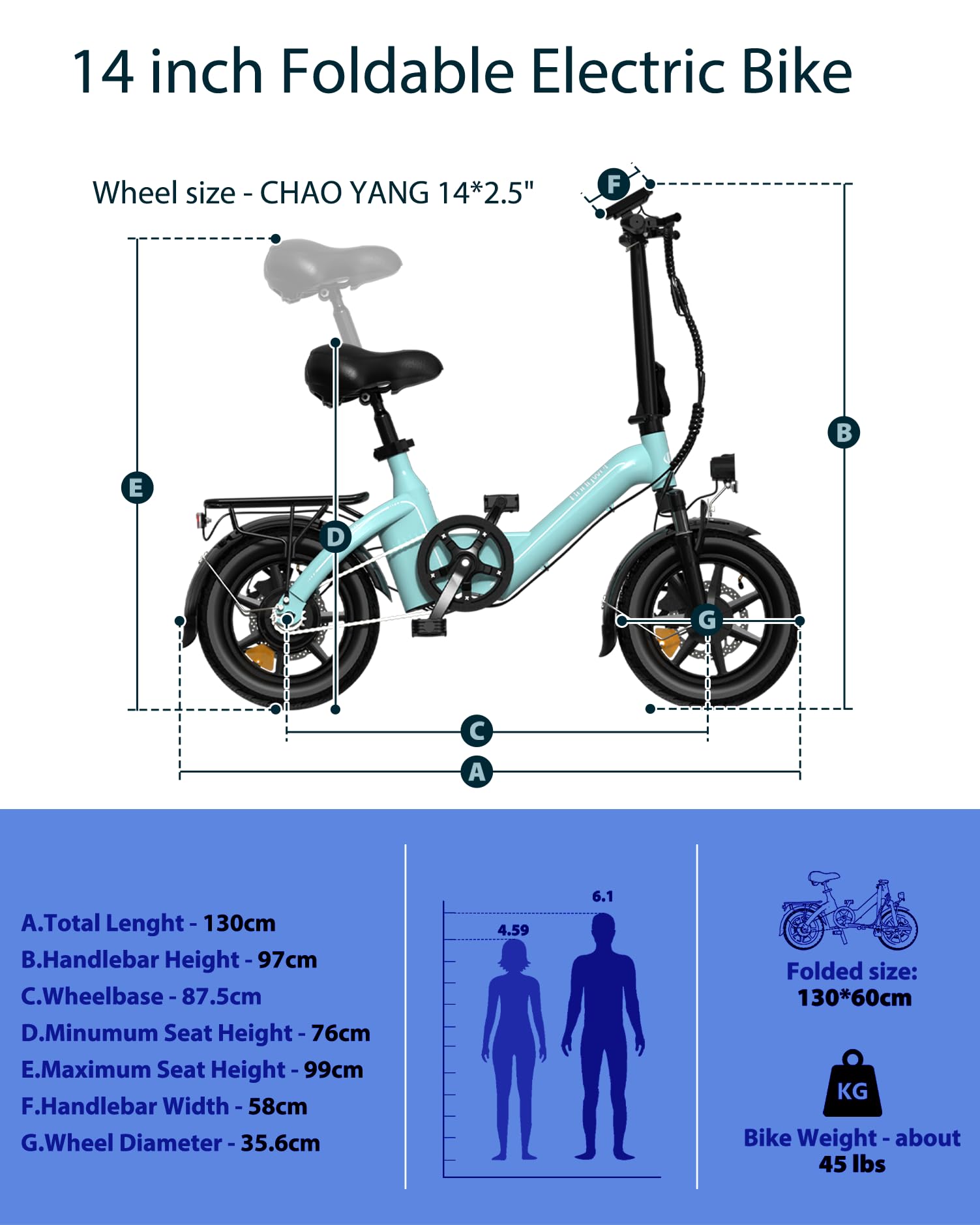 Bodywel T16Pro 14 Zoll Klappbares E-Bike Exklusives Gepäckträger-Set mit Rücklicht, incl. Montagematerial