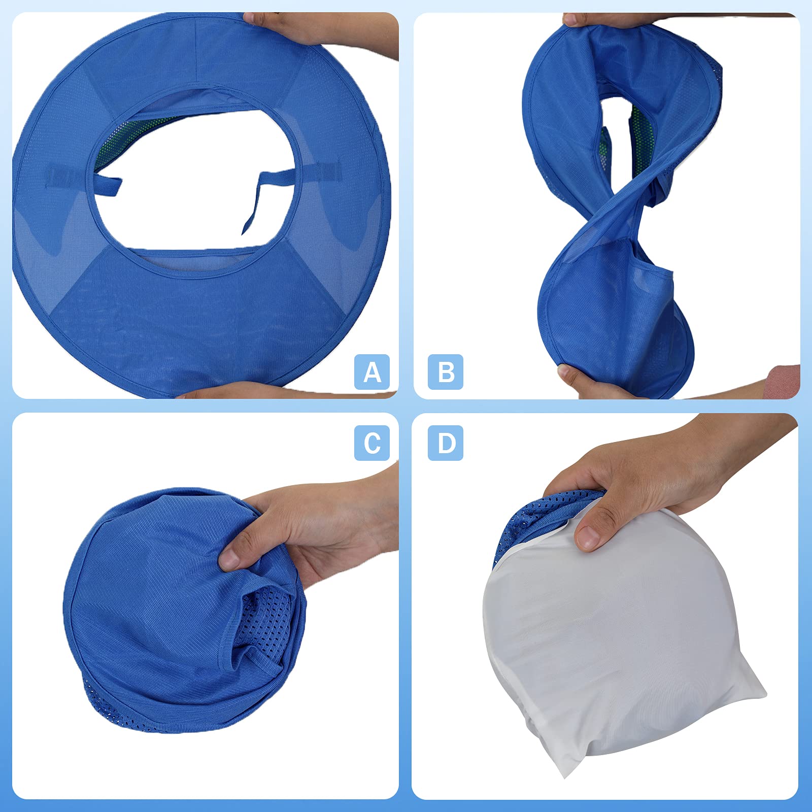 Parasole per casco rigido, visiera ad alta visibilità per il collo con striscia riflettente, accessori per caschi, tesa completa, uomo e donna (casco rigido non incluso), blu, confezione da 4