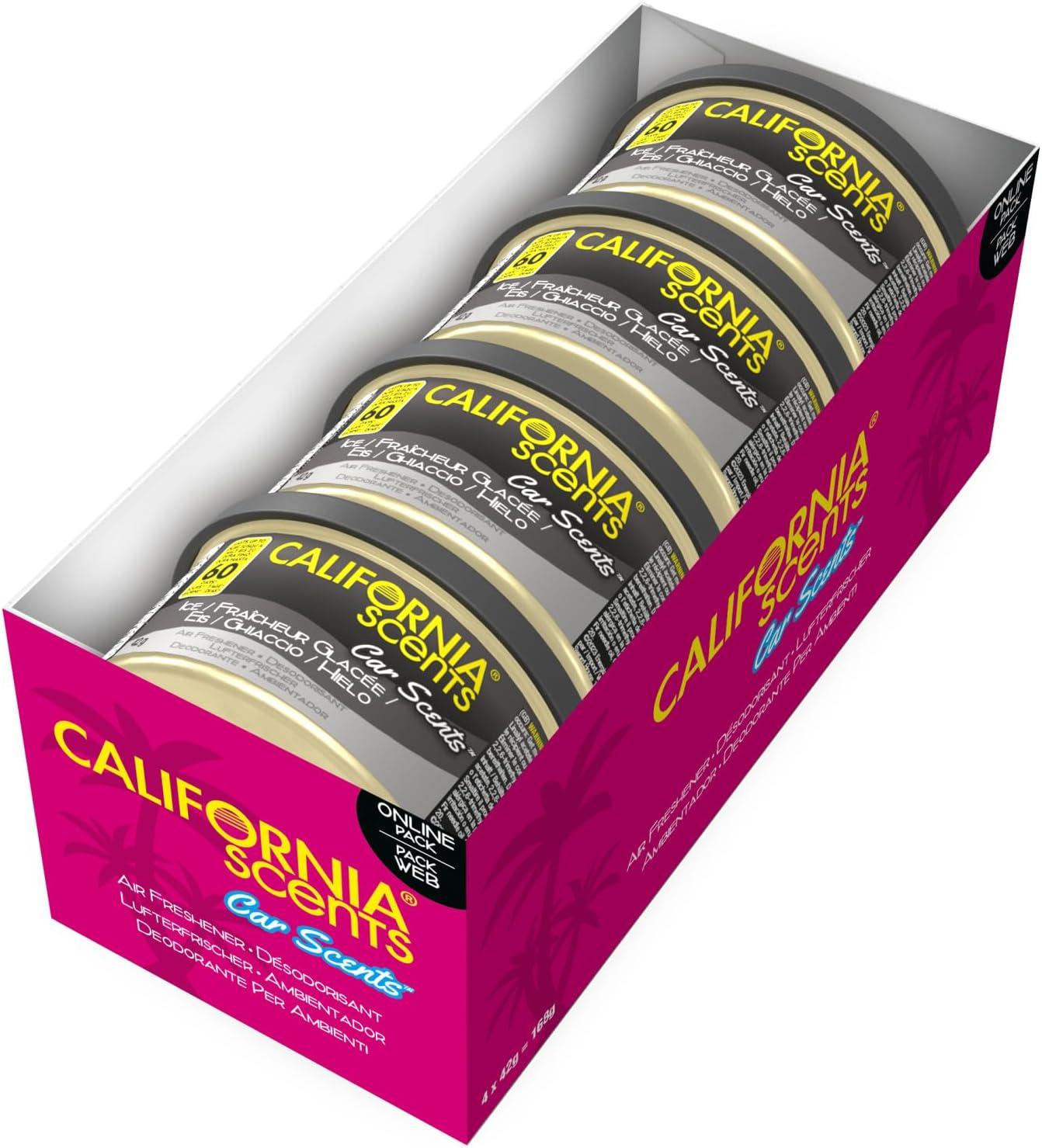 California Scents, Car Air Fresheners Can, Ice Scent, Pack of 4, Strong