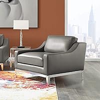 Vista 13 de Modway Arnés de sofá de cuero de 83.5" en gris con base de acero inoxidable