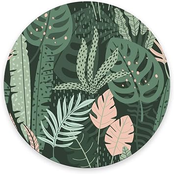 Round Mouse Pad,Tropical Plants and Leaves Mouse pad,Custom Small Mouse Pads with Designs,Portable Office Non-Slip Rubber Base Wireless Mouse Pad for Laptop 7.97.90.12 inches
