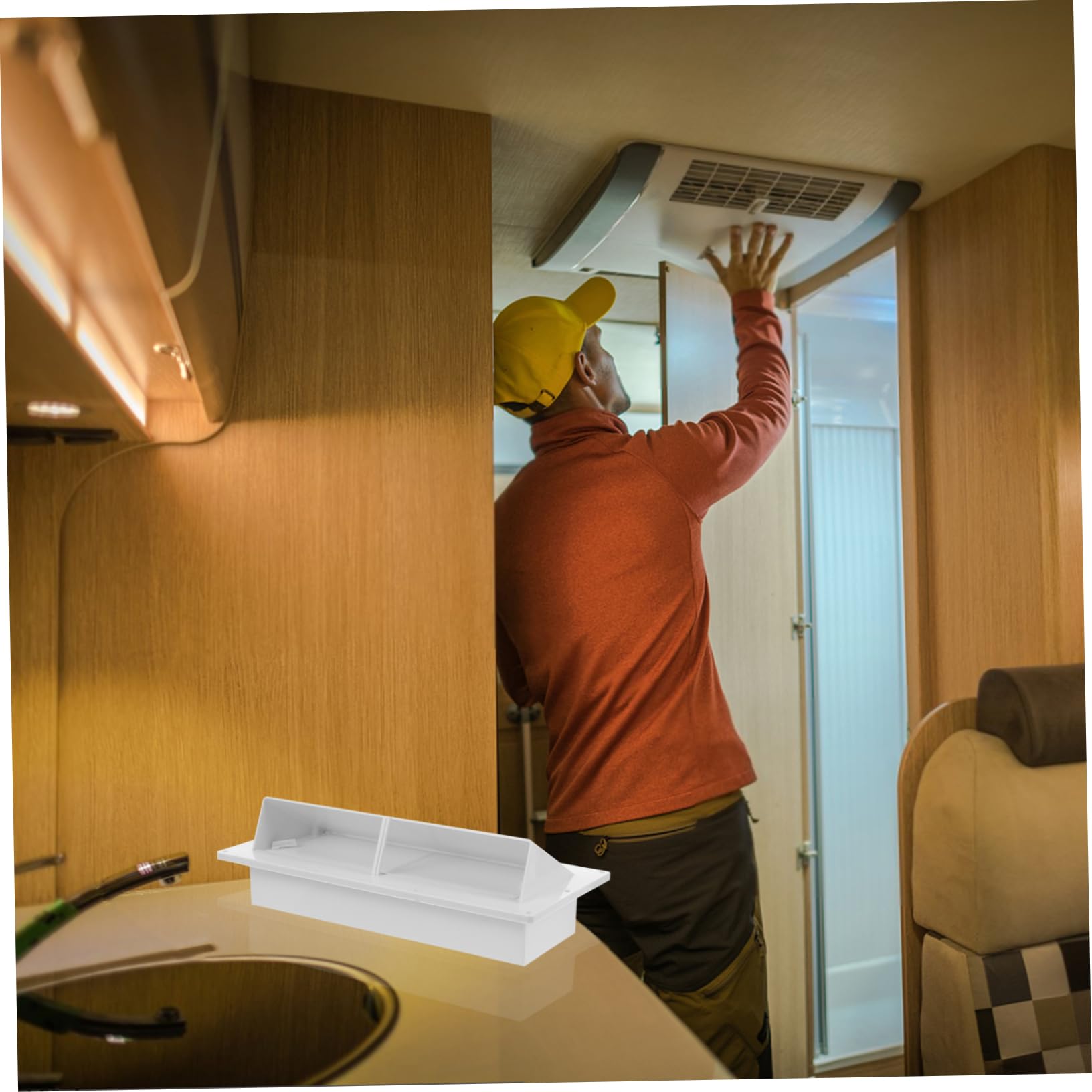 ULTECHNOVO Cubierta de Ventilación para Ventilación de Autocaravana para Horno y Ducha 2 Piezas Material Plástico Resistente, Diseño Minimalista en Camper