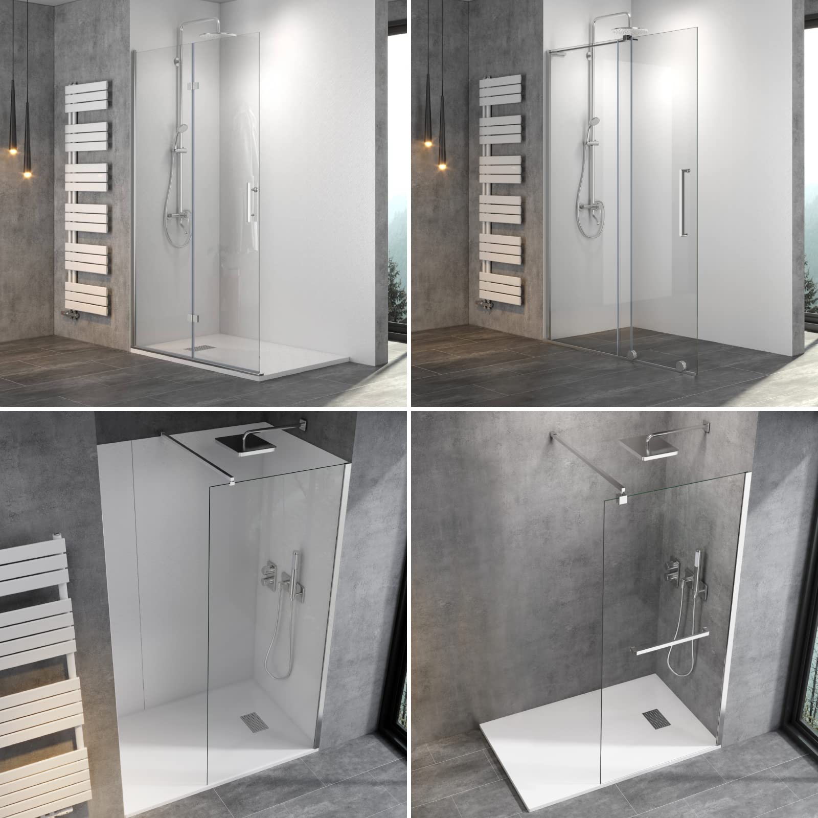 WITEN&NOCK Duschwand Glas Walk In Dusche 60x195 cm(für klein duschkabinen) mit Nano Beschichtung 8 mm Duschtrennwand Glas Badewanne Sicherheitsglas ohne Duschtasse