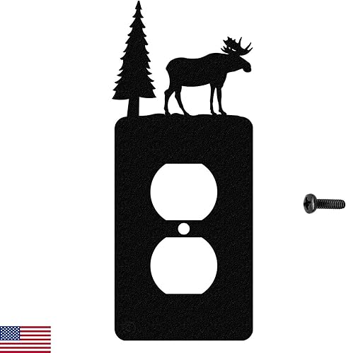 Miniatura 9 de Moose & Cabin - Placa de pared para interruptor de luz de palanca doble (palanca doble, negro) - Fabricado en Estados Unidos