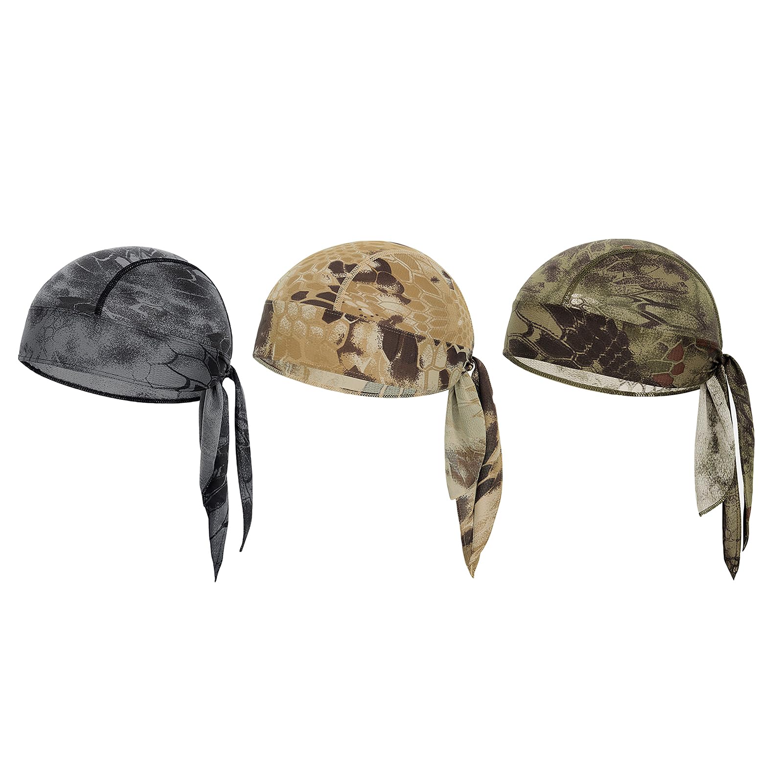 3Pcs Bandana Cyclisme Homme Bandana de Sport Homme Bonnet sous Casque de Vélo Moto Séchage Rapide Chapeau Pirate Bonnet d'été Anti-UV pour Course Danse Camping Tennis