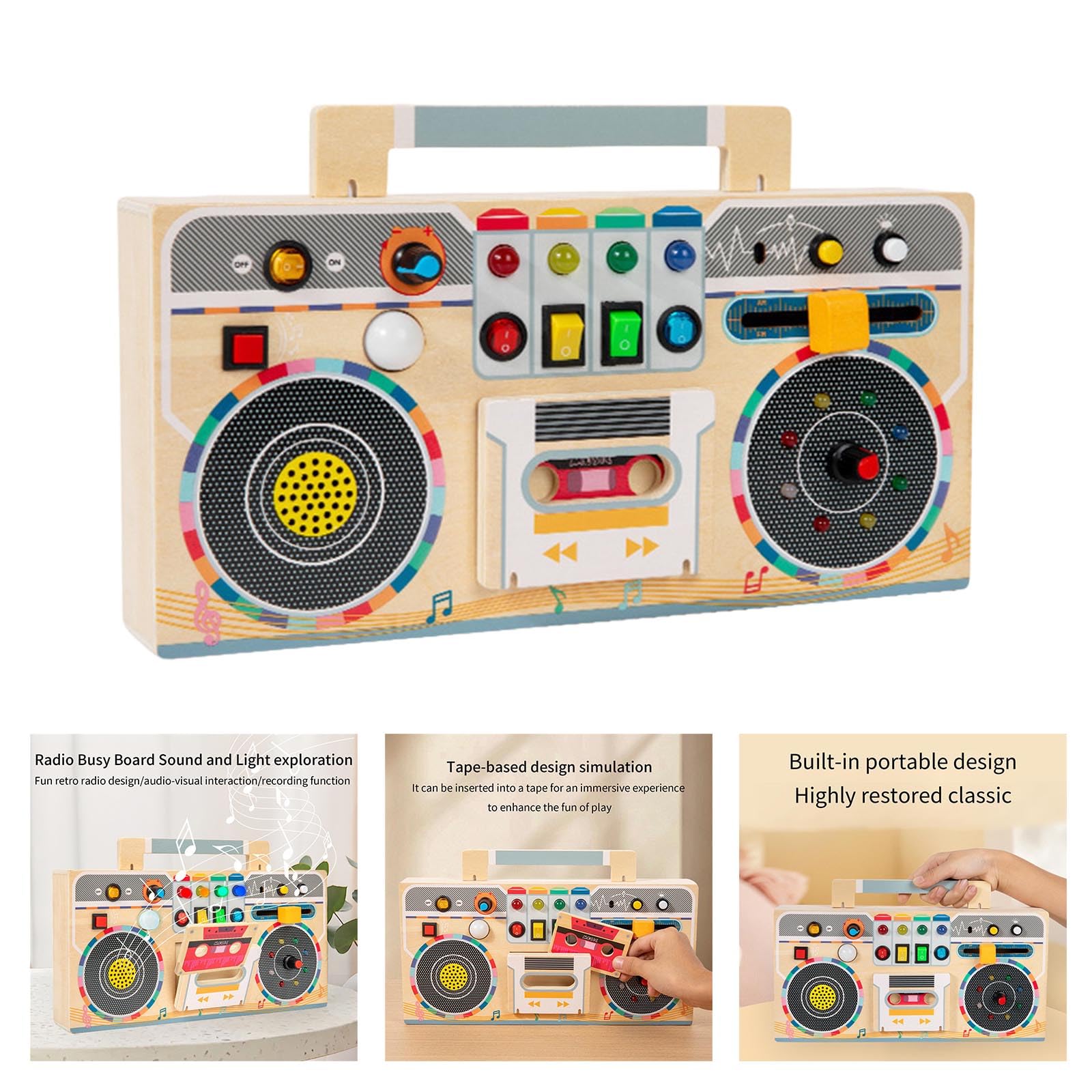 XAGMODSHN Giocattolo Educativo Apprendimento Portatile della Scheda Sensoriale Occupata per I Bambini Giocattolo Interattivo attività Viaggio con Effetti Sonori del Circuito Musicale