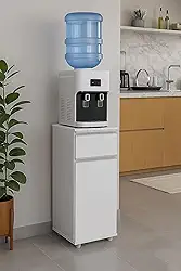 Armário Multiuso Suporte para Bebedouro com Porta e Gaveta – Ideal para Cozinha ou Escritório, Compacto e Funcional (BRANCO)