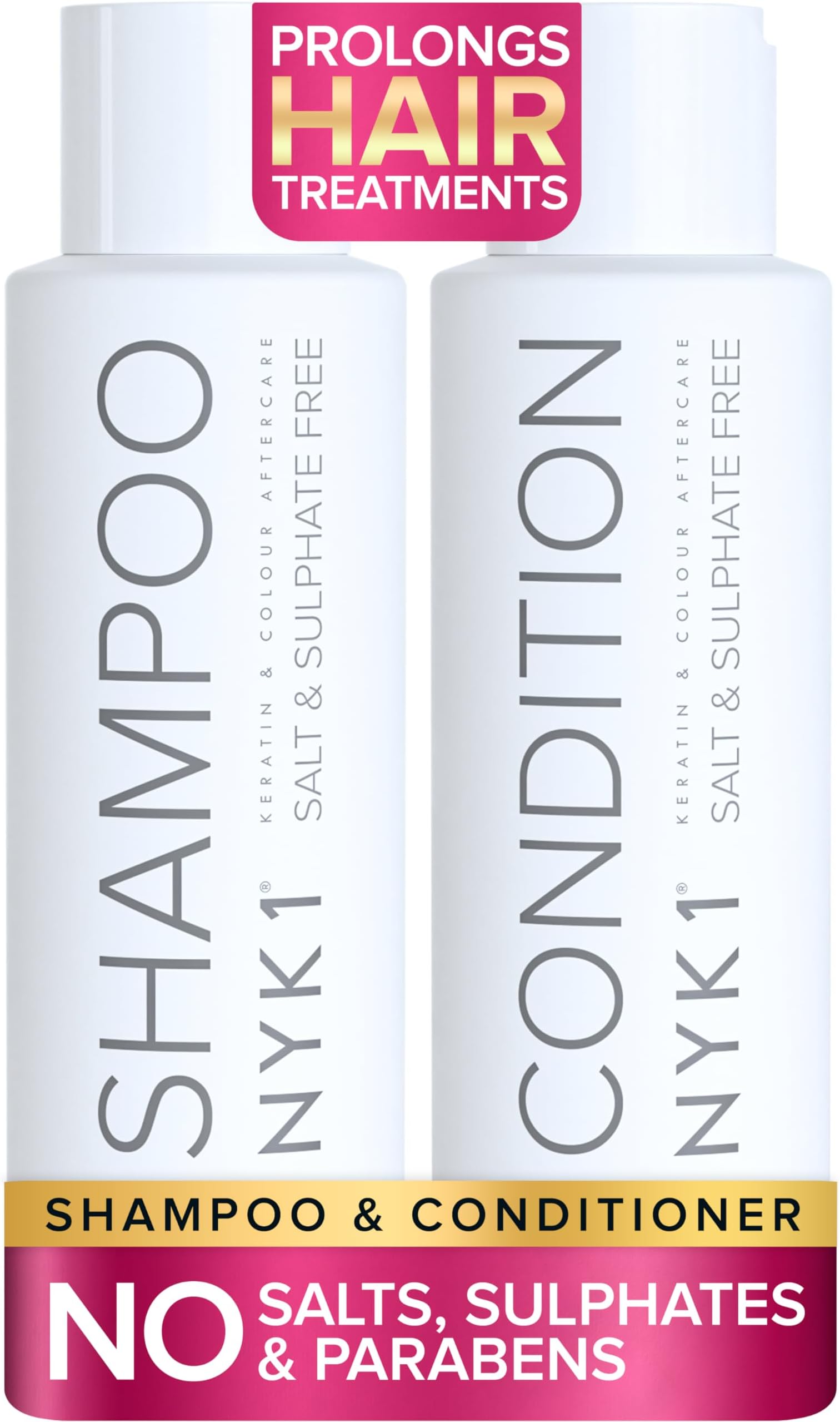 SALT NYK1 Sulfate-Free Shampoo and Conditioner Set for Color-Treated Hair, Extensions and Keratin Treatments (2 x 16.9 Fl Oz)