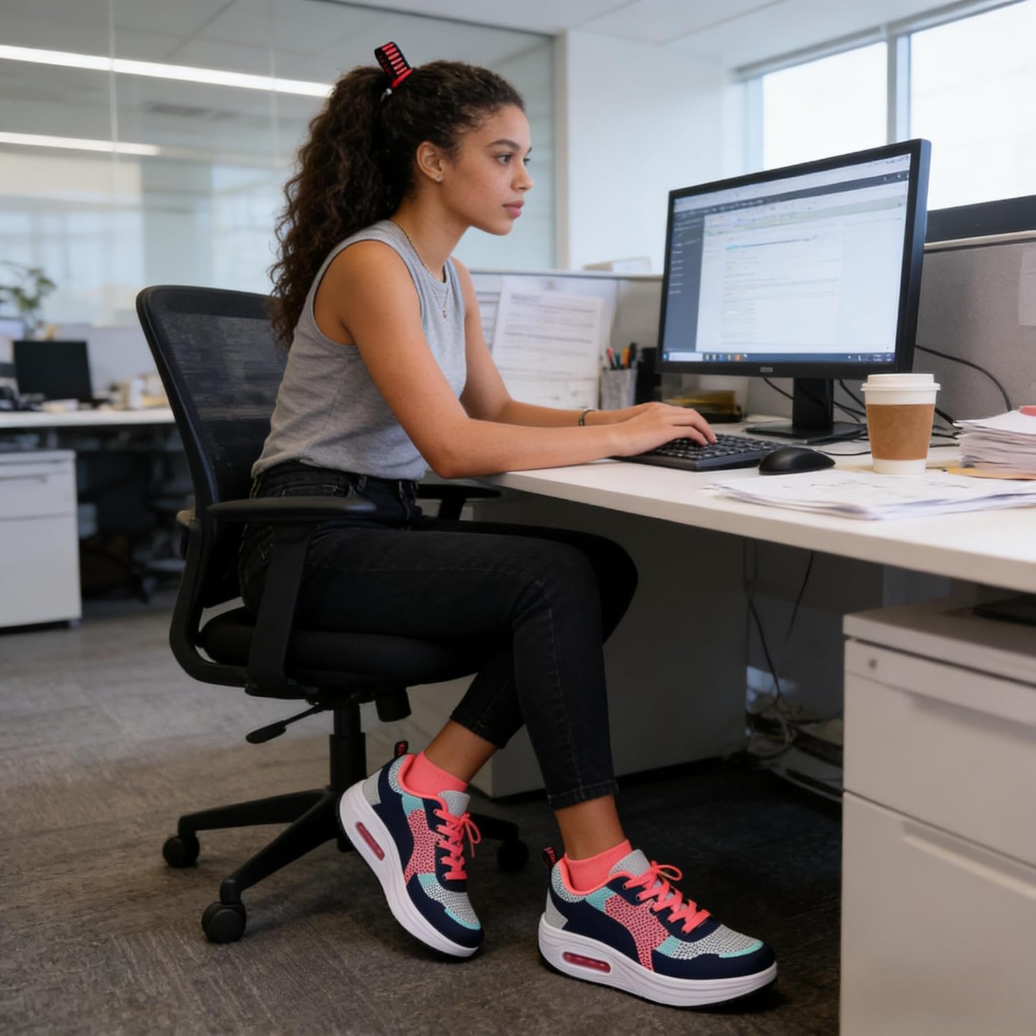 RUIDENG Platform Sneakers for Women Air Cushion | Walking Shoes Women Comfortable All Day | Thick Rocker Bottom image 3
