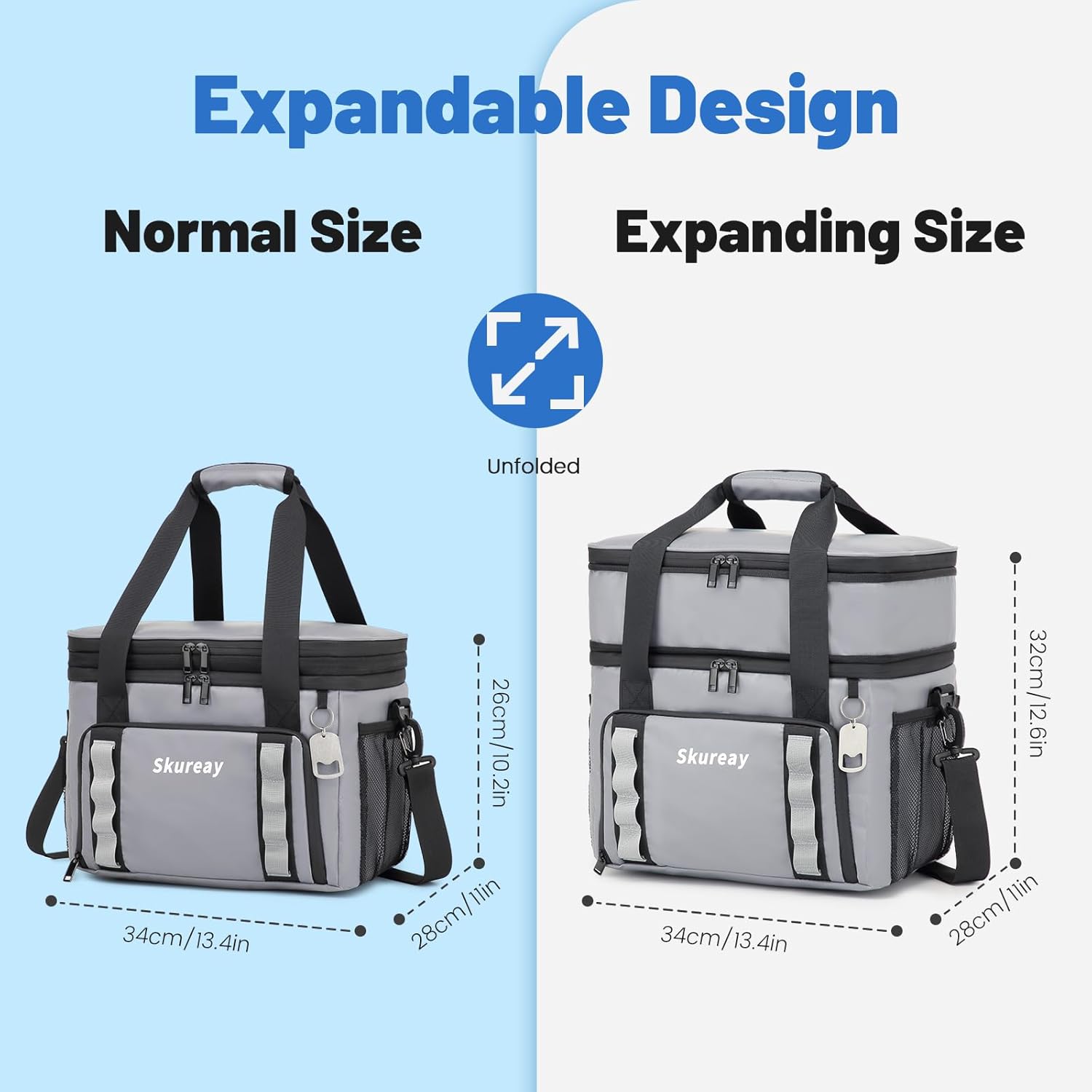 Expandable Soft Cooler Bag, Double Deck Lunch Bag for Women/Man, 40 Cans, Leakproof Cooler Portable for Beach, Camping, Kayaking, Road Trips, Travel, Work - Image 6