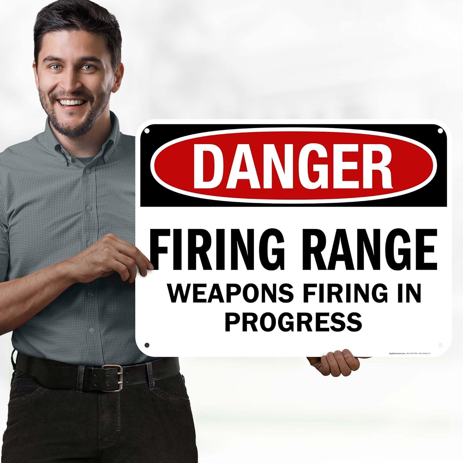 Danger Firing Range Weapons Firing In Progress Sign, 18x24 Inches, 55 mil thick HDPS (high density polystyrene), Made in USA by My Sign Center