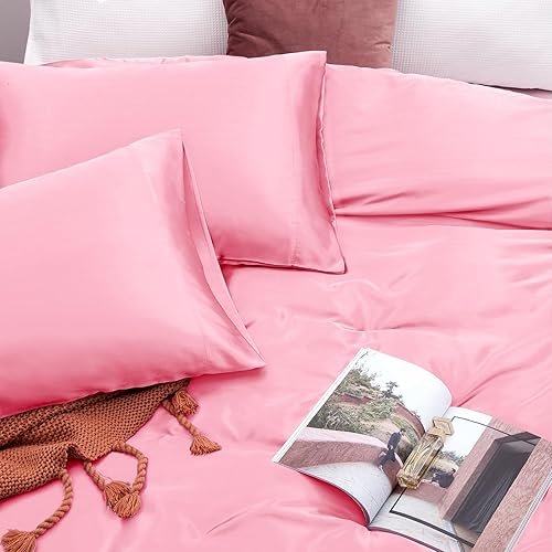 Vista 21 de Vonty Satin Sheets King Silky Soft Satin Bed Sheets Amber Beige Sheet Set, 1 Deep Pocket Fitted Sheet + 1 Flat Sheet + 2 Pillowcases