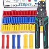 smseace 210PCS Wire Butt connectors with Wire stripper crimping tool22-10AWG Butt Splice Connectors Insulated Electrical Butt connectors Straight Wire Terminal Connectors