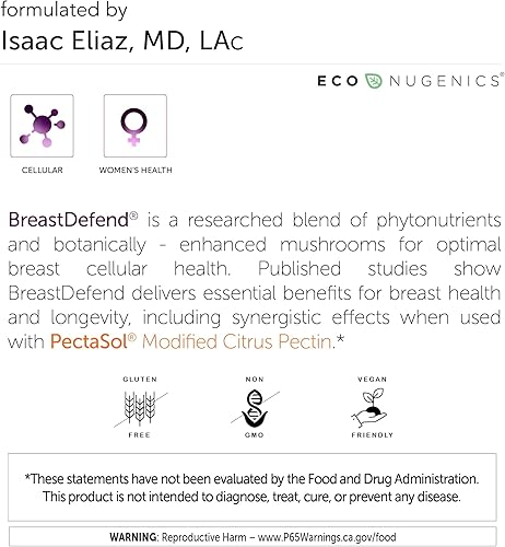 Miniatura 5 de EcoNugenics Promueve la salud de los senos y el apoyo celular - BreastDefend 120 cápsulas + PectaSol-C modificada pectina cítrica paquete de 16.01 oz