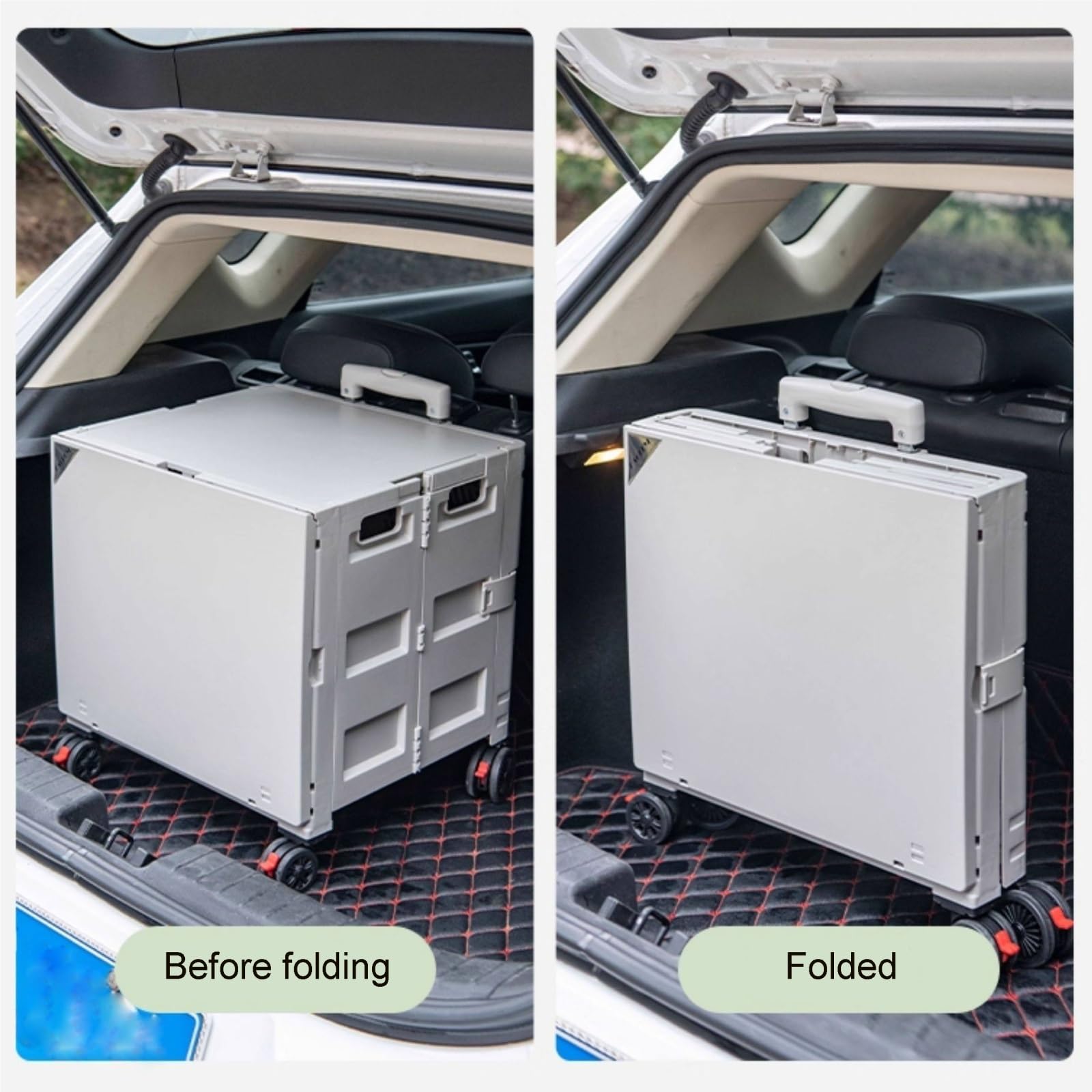 Schwerlast-Klappkarre Einkaufswagen mit Rädern, klappbar, for Treppensteigen, praktischer Anhänger Zugstange Paletten- und Transport auf Rädern(Schwarz)