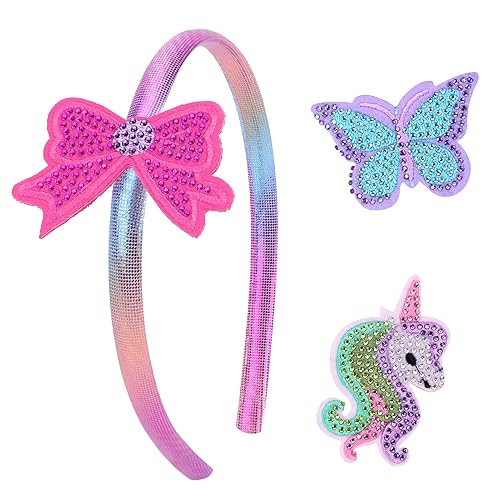 Diademas intercambiables con dijes para niñas pequeñas, lazo de mariposa, unicornio, diadema para niños, aro brillante, accesorios para el pelo para