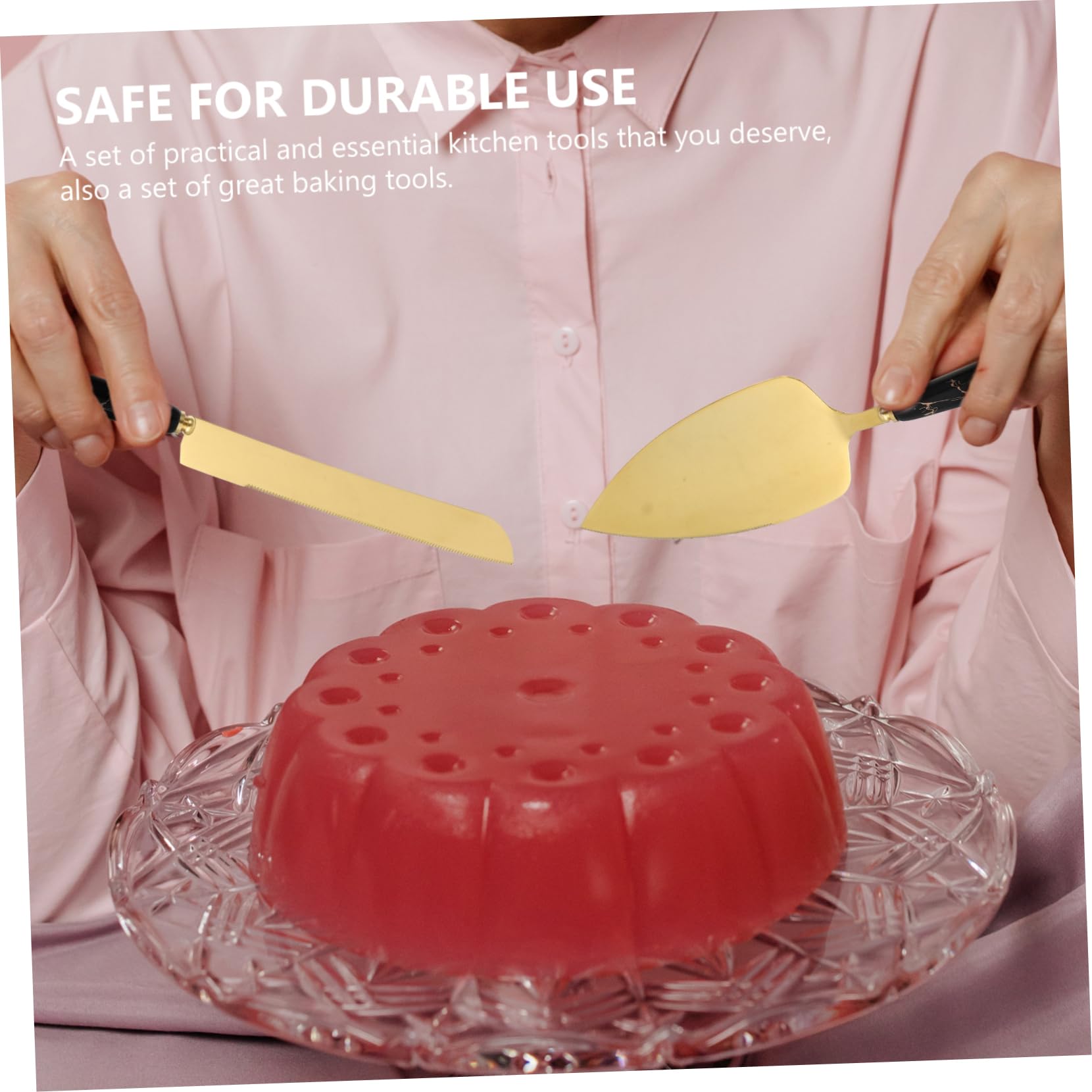 POPETPOP Ustensiles Cuisine Coupe-pizza Poignée Antidérapante en Acier Inoxydable et Céramique Set de 2 et Pelle à Gâteau Design Ergonomique pour Pâtisserie à Domicile
