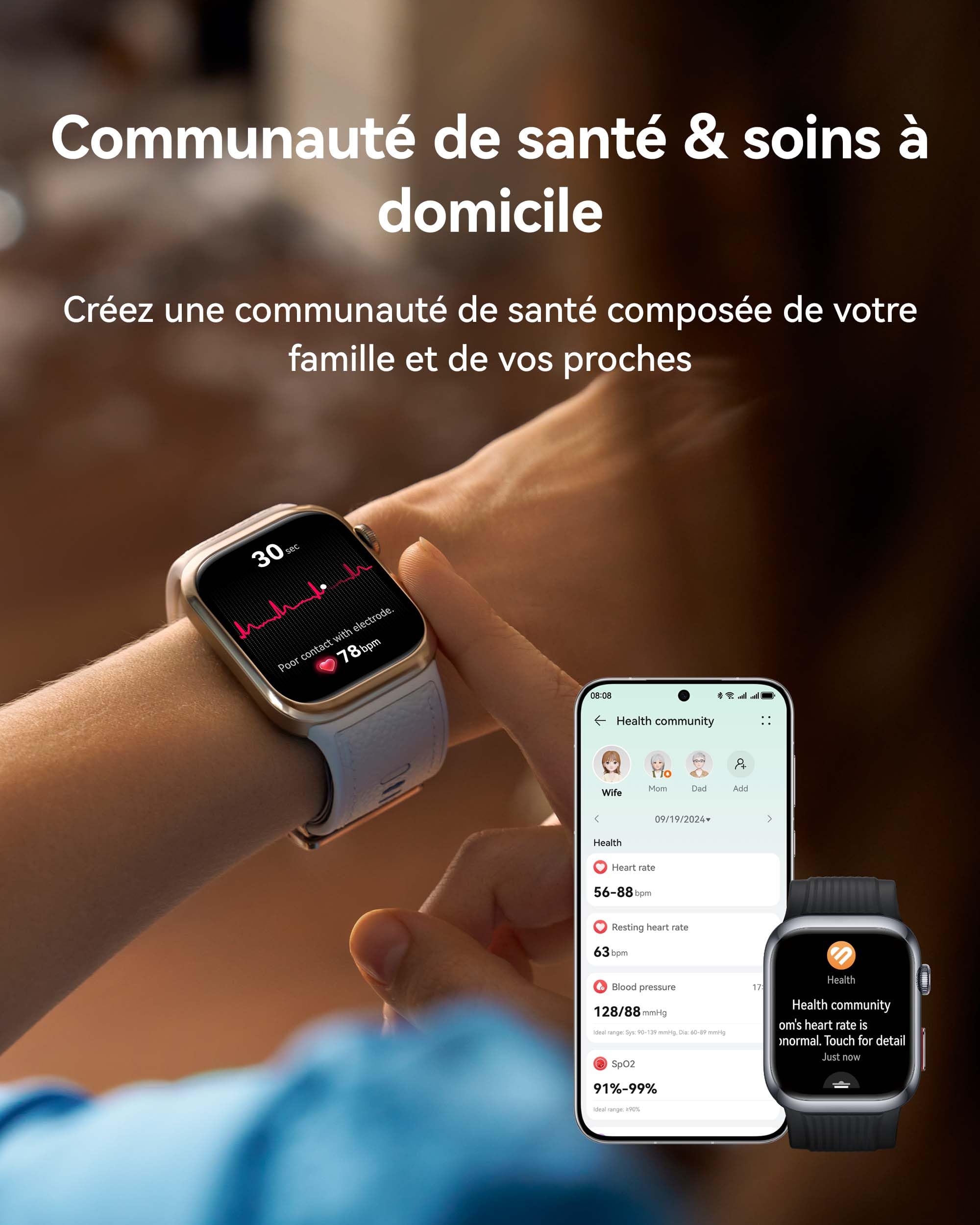 HUAWEI Watch D2, Montre Connectée, Analyse ECG, SpO2, iOS & Android, Noir | Mesure ambulatoire de la Pression artérielle, Surveillez fréquence Cardiaque, fréquence respiratoire, Design Fin et léger