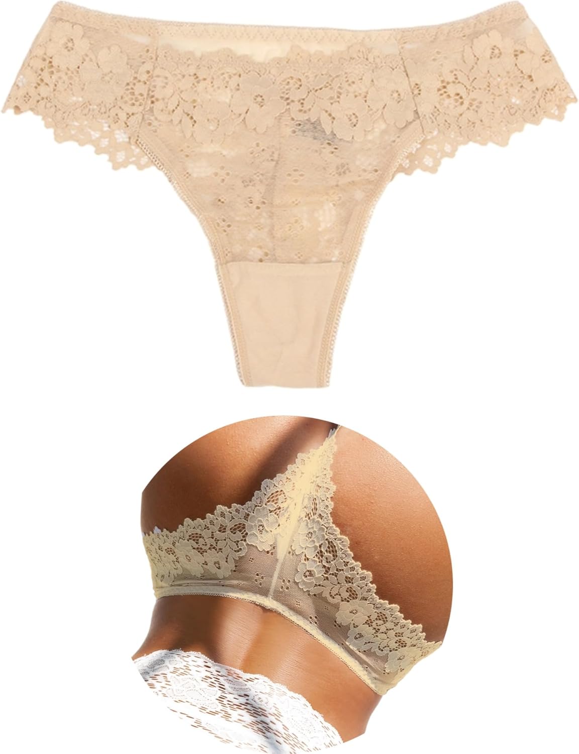 ohyeah Women Hipster Bikini Panties Lace Thong Underwear Cotton Crotch Undies for Women Ladies Cheeky Underwear Panties Tanga