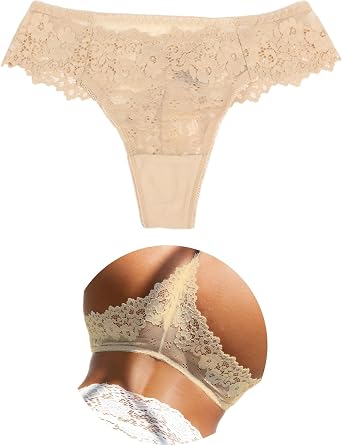 ohyeah Women Hipster Bikini Panties Lace Thong Underwear Cotton Crotch Undies for Women Ladies Cheeky Underwear Panties Tanga