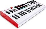 Akai Professional MPK Mini Plus - USB MIDI Keyboard Controller with 37 Mini Keys, 8 MPC Pads, Sequencer, MIDI/CV/Gate I/O and Native Instruments Sound Package, White Limited Edition