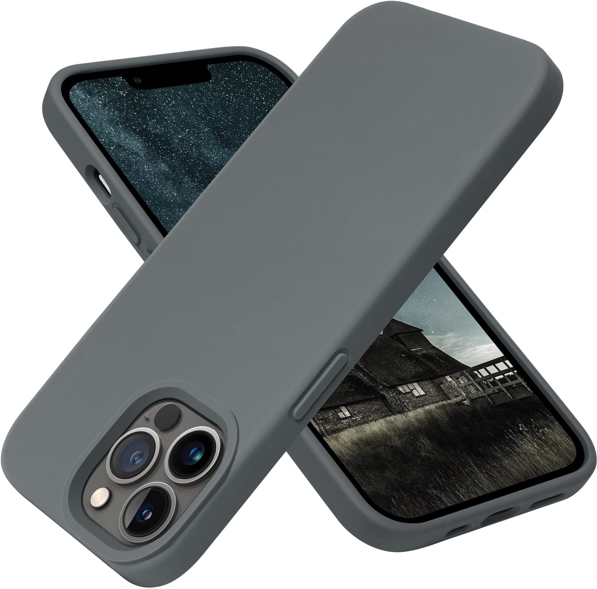 Compatible with iPhone 13 Pro Case,Liquid Silicone Slim Protective Shockproof Phone Case Cover with Anti-Scratch Microfiber Lining, 6.1 inch (Space Gray)