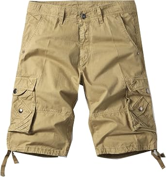 DONGD Mens Camo Cargo Shorts Relaxed Fit Outdoor Cotton Twill Cargo Shorts