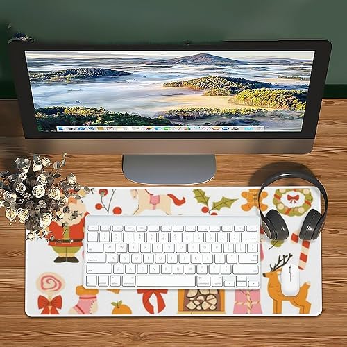 Miniatura 6 de Bonita alfombrilla de mouse vintage de Navidad, alfombrilla de mouse grande para juegos con base de goma antideslizante, juego de alfombrilla de