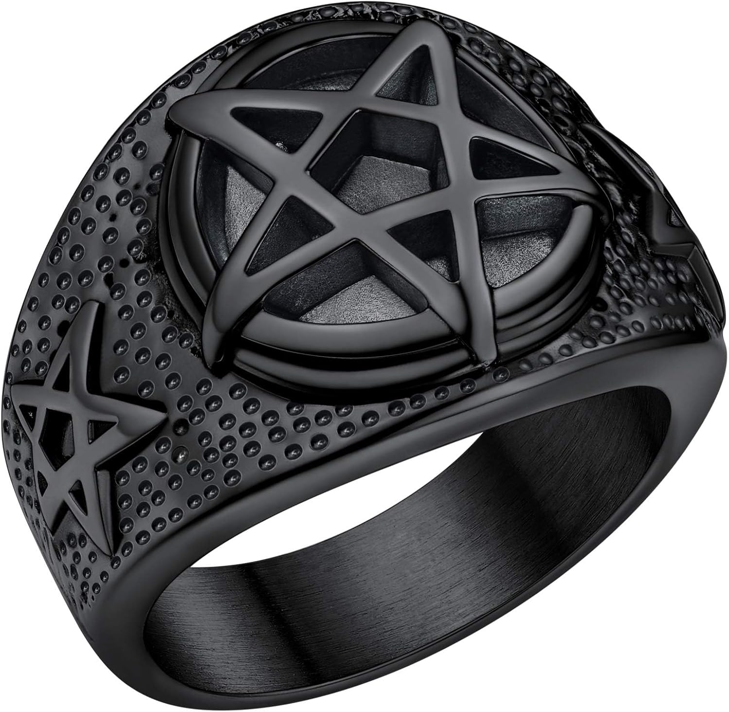 FaithHeart Satanic Jewelry Baphomet Goat Rings Sigil of Lucifer Satan Symbol Signet Ring for Men Woman Size 7/8/9/10/11/12/13/14 Personalized Custom
