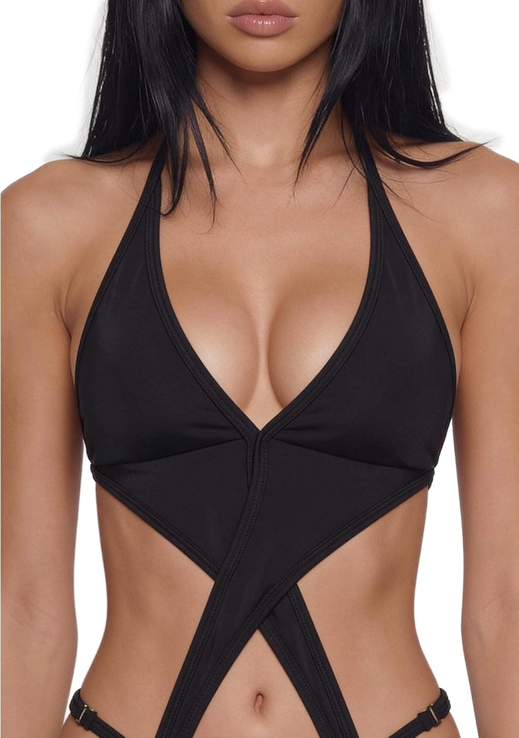 Dolls Kill Samira Halter Monokini by Generation Kiss – Women’s Strappy One-Piece Swimsuit with Criss Cross & Tie Closures