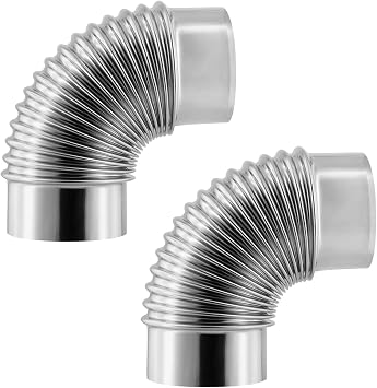 2 PCS 4 Inch 90 Degree Elbow Vent Tube Connector, Adjustable Stainless Steel Dryer Vent Elbow Connector for HVAC Ducting Pipe Hose Ductwork Tube Connector Adapter for Camping Vent Exhaust Stovepipe