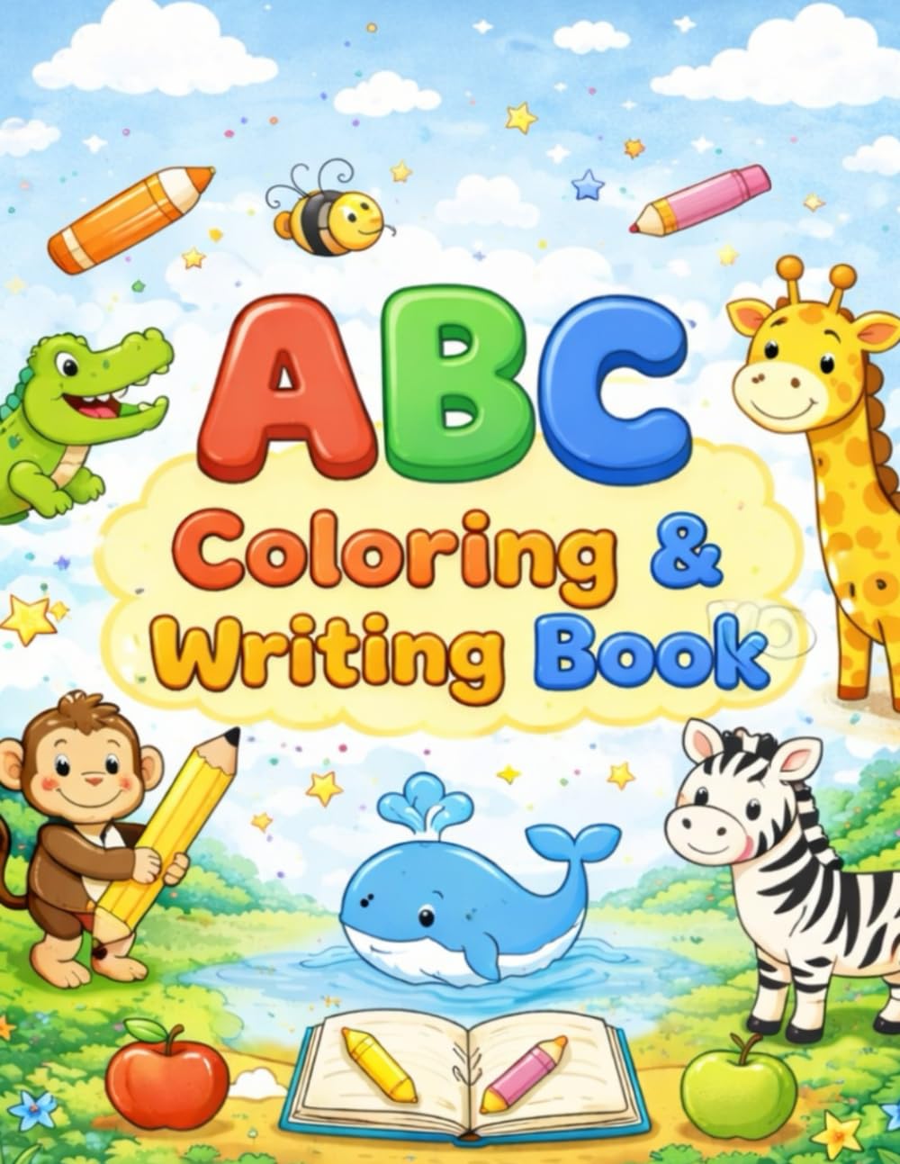 ABC Coloring and Writing Book for Kids: Fun Alphabet Learning with Big Coloring Pages, Uppercase & Lowercase Letters, and Handwriting Practice for Preschool & Kindergarten