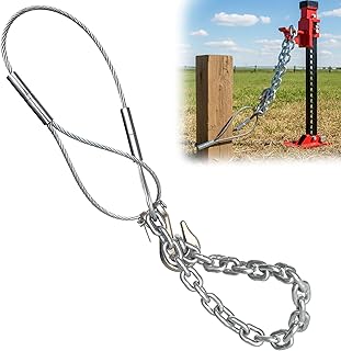 Fence Post Removal Tool, Farm Jack Lever Post Puller Accessories w/3/16 Aircraft-Grade Cable & Chain, 5,600+ lbs Pull Force, Heavy-Duty Fence Repairs for Residential & Agricultural Fence Repair