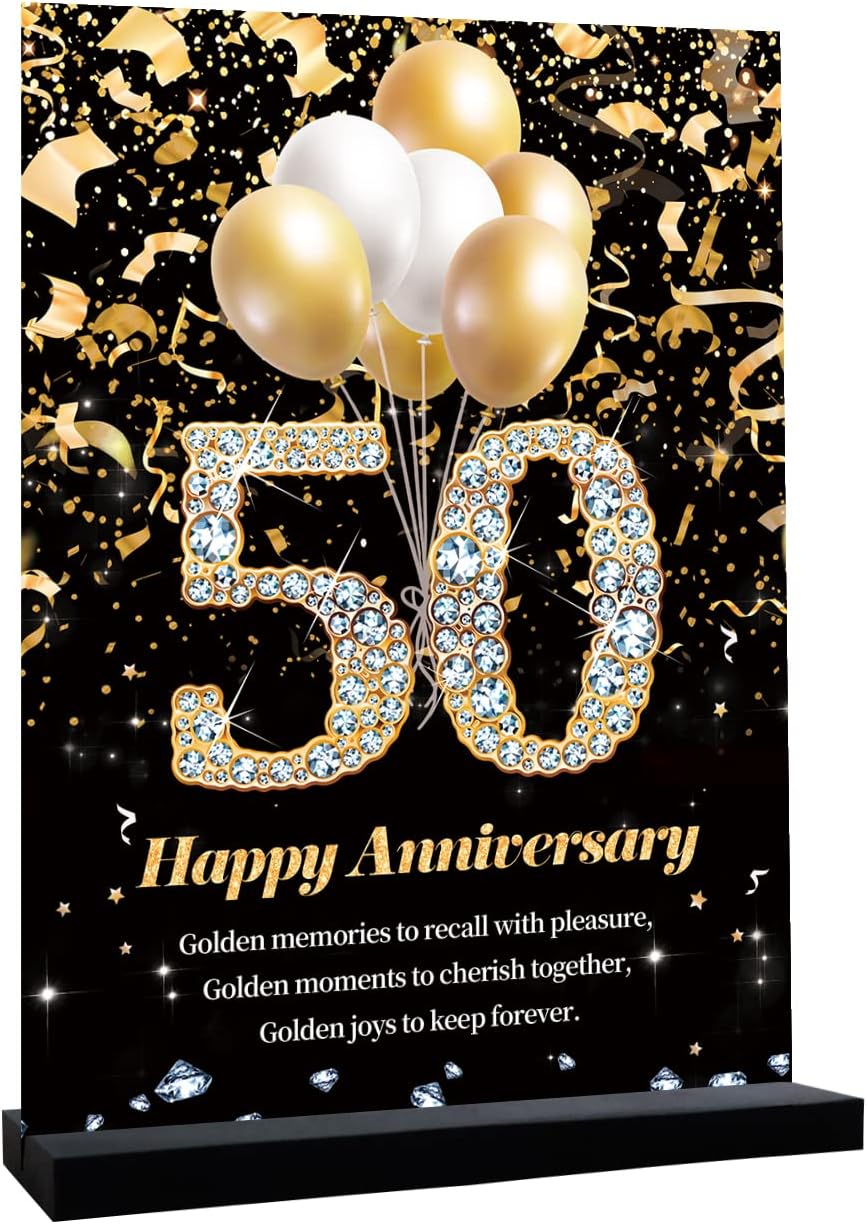 Trgowaul 50th Anniversary Party Decorations, Black Gold 50