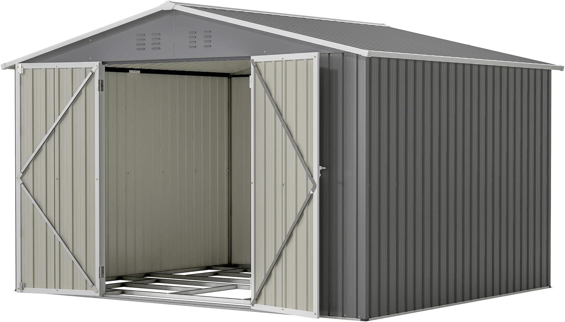 Outsunny Metall Gerätehaus 19,4m³ 280x345x201cm Geräteschuppen mit