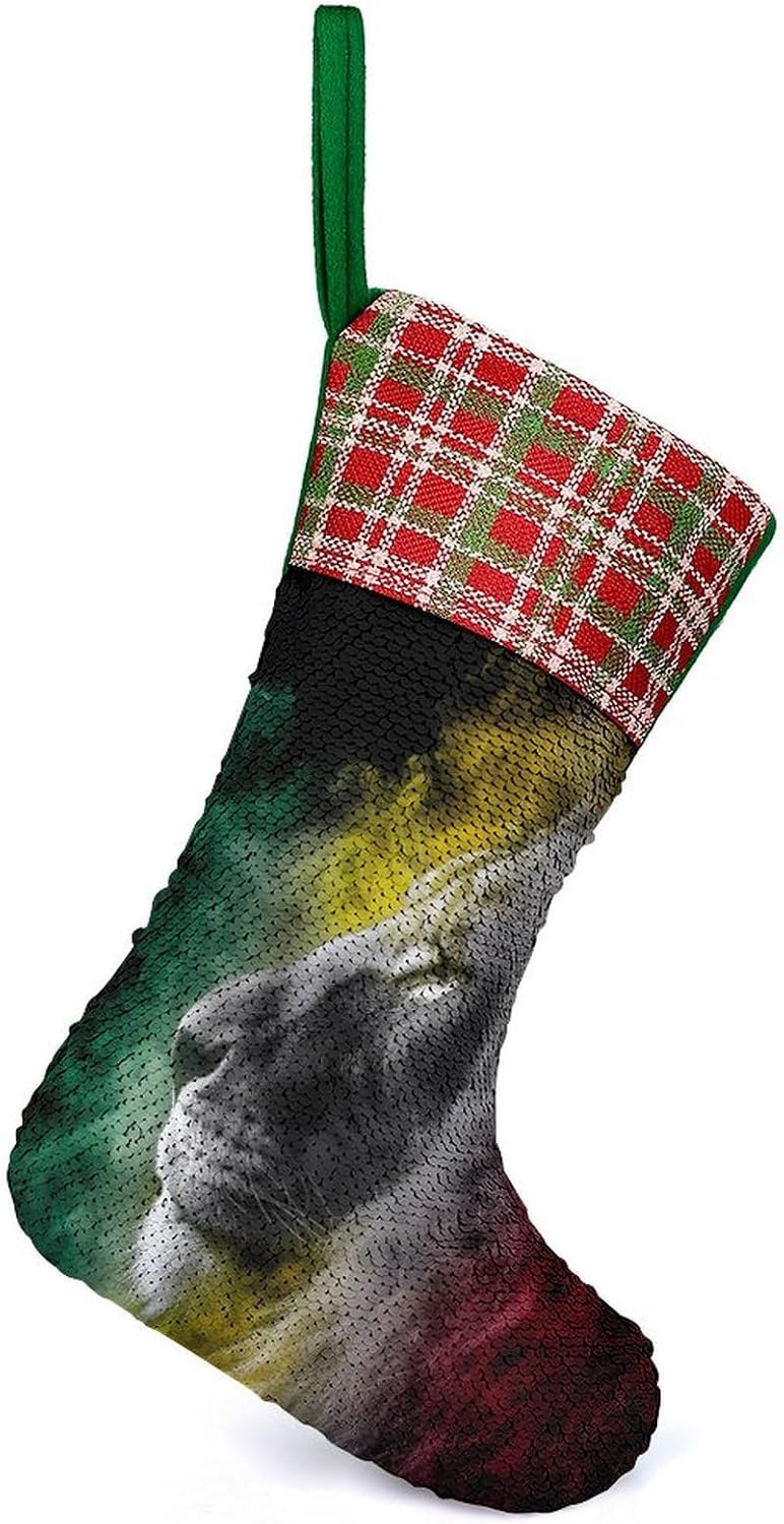 Rasta Rastafarian Lion Christmas Stockings Ornaments Gift Green