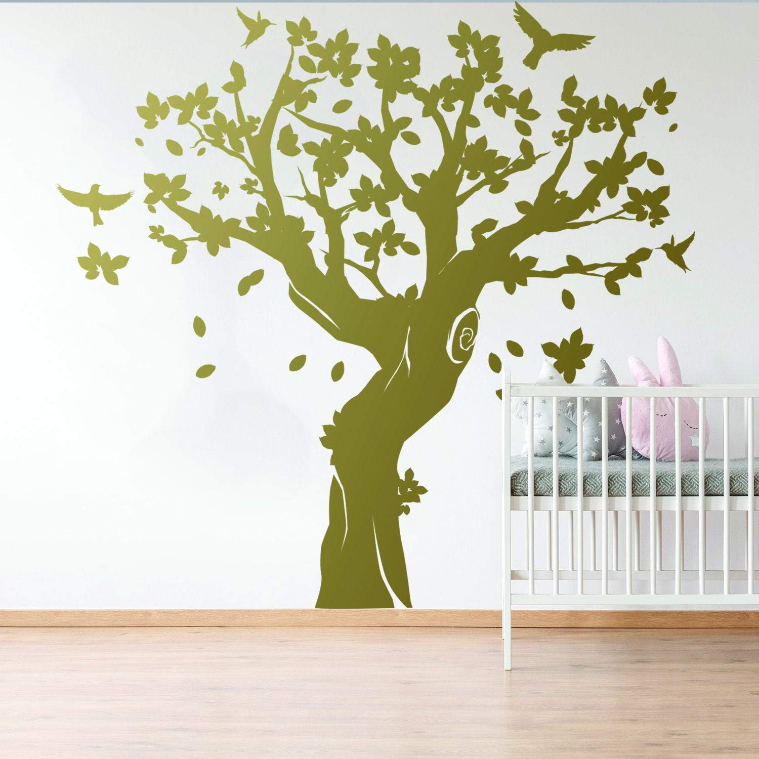 Adesivo da parete con albero – grande adesivo in vinile per cameretta dei bambini, bianco e nero, decorazione per soggiorno camera da letto