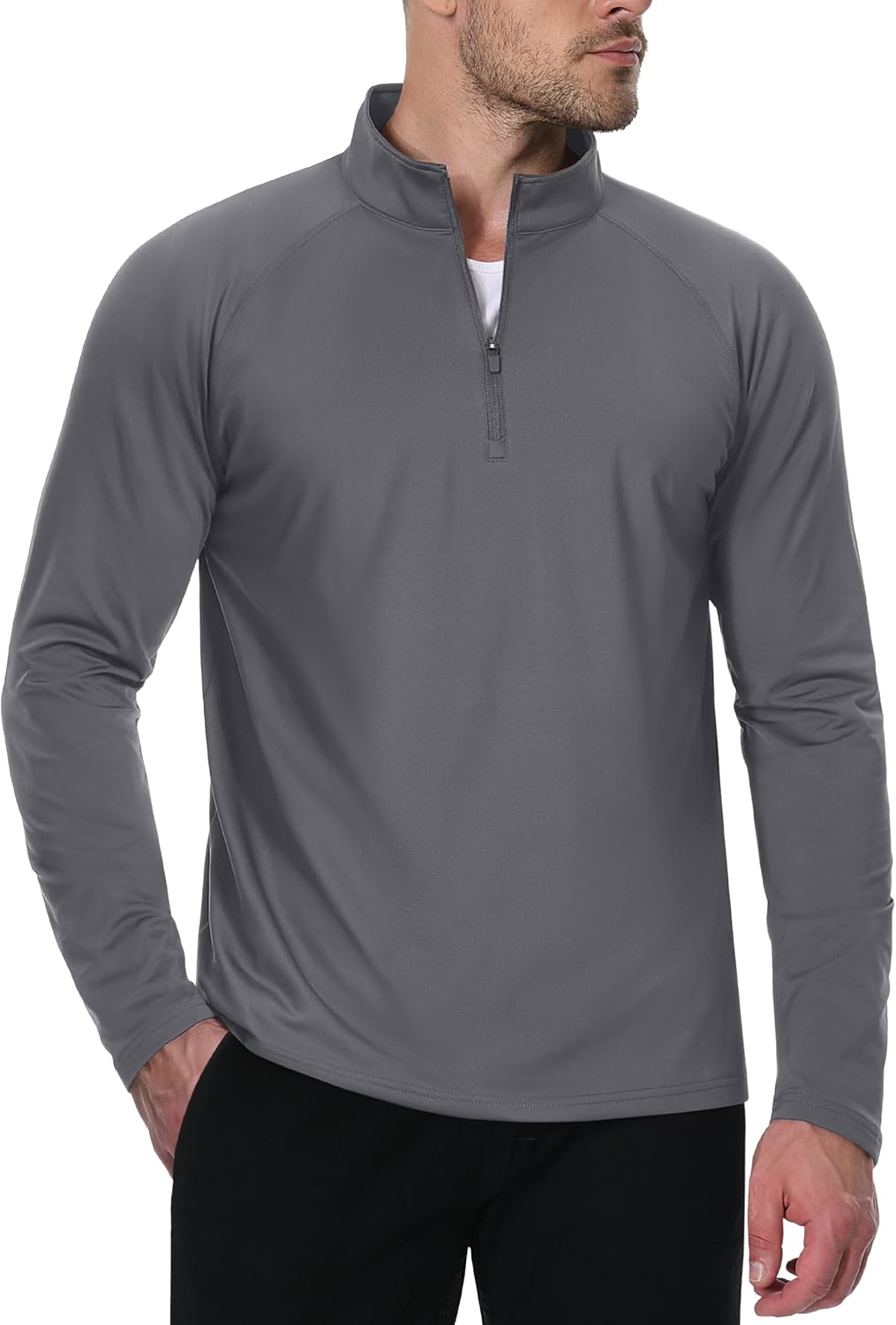 MAGCOMSEN Men's Quarter Zip Pullover Long Sleeve Sweatshirts Fleece Lined Golf Pullover Thermal Gym Workout Tops - Image 2