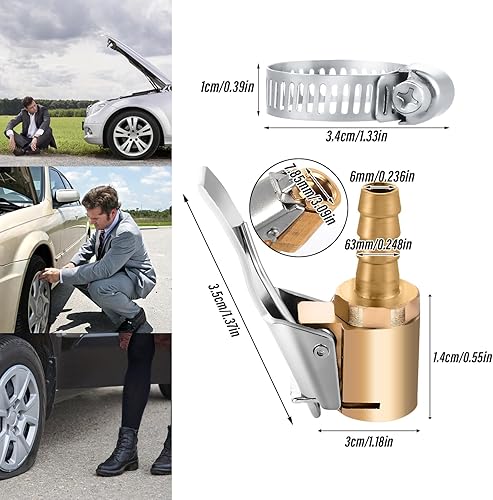 Miniatura 2 de Inflador de neumáticos, portabrocas de aire con bloqueo de latón con adaptador de clip, portabrocas de aire de alta resistencia, compresor de