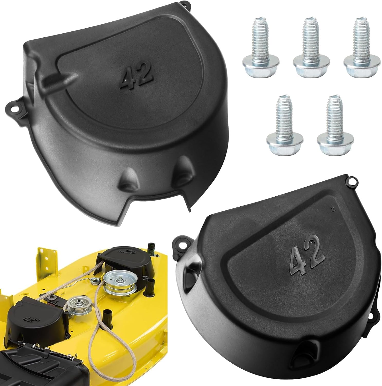 Karbay GY21773 GY21084 GX22456 L/RH Shield Kit for J-OHN Deere 42" Mower Decks 107S, D100, D105, D110, D120, D125, D130 and More Mower Package includ Screws