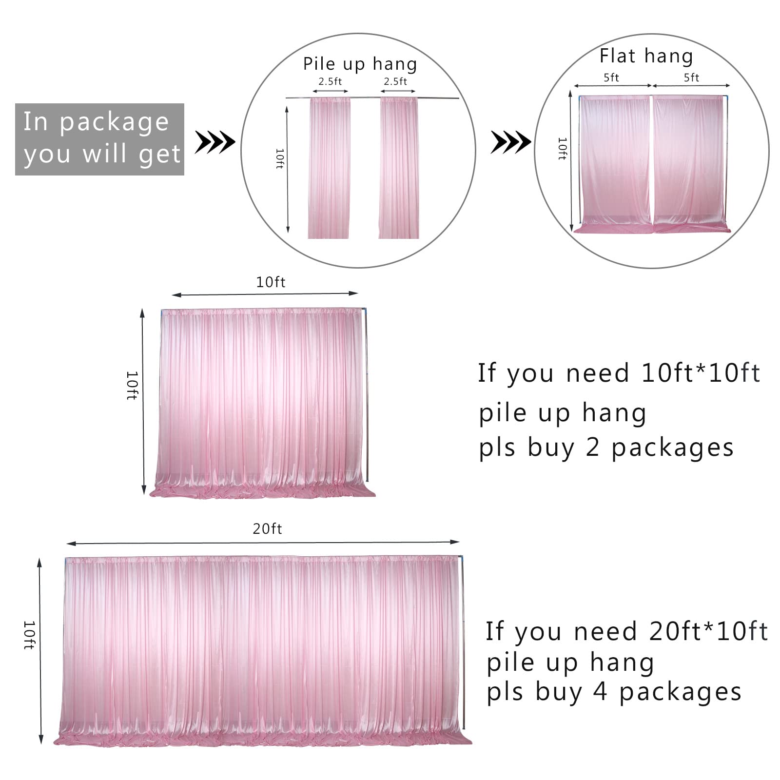 2 Panels Pink Backdrop Curtain For Wedding Polyester Photography Backdrop Drapes For Birthday Parties Stage Backdrop Stand