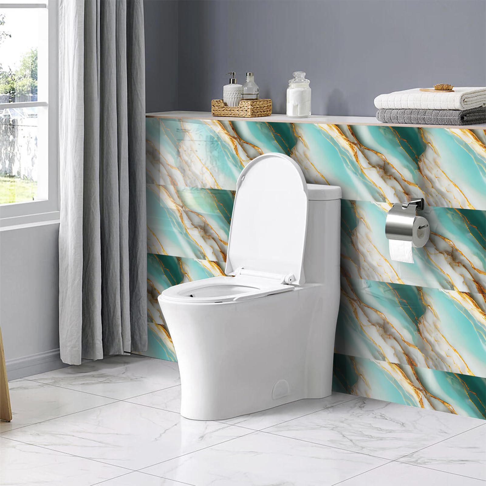 Revestimiento De Pared Autoadhesivo - 10 Paneles De 60x30 Cm, PVC Impermeable, Para Cocina O Baño (Blanco Perla)