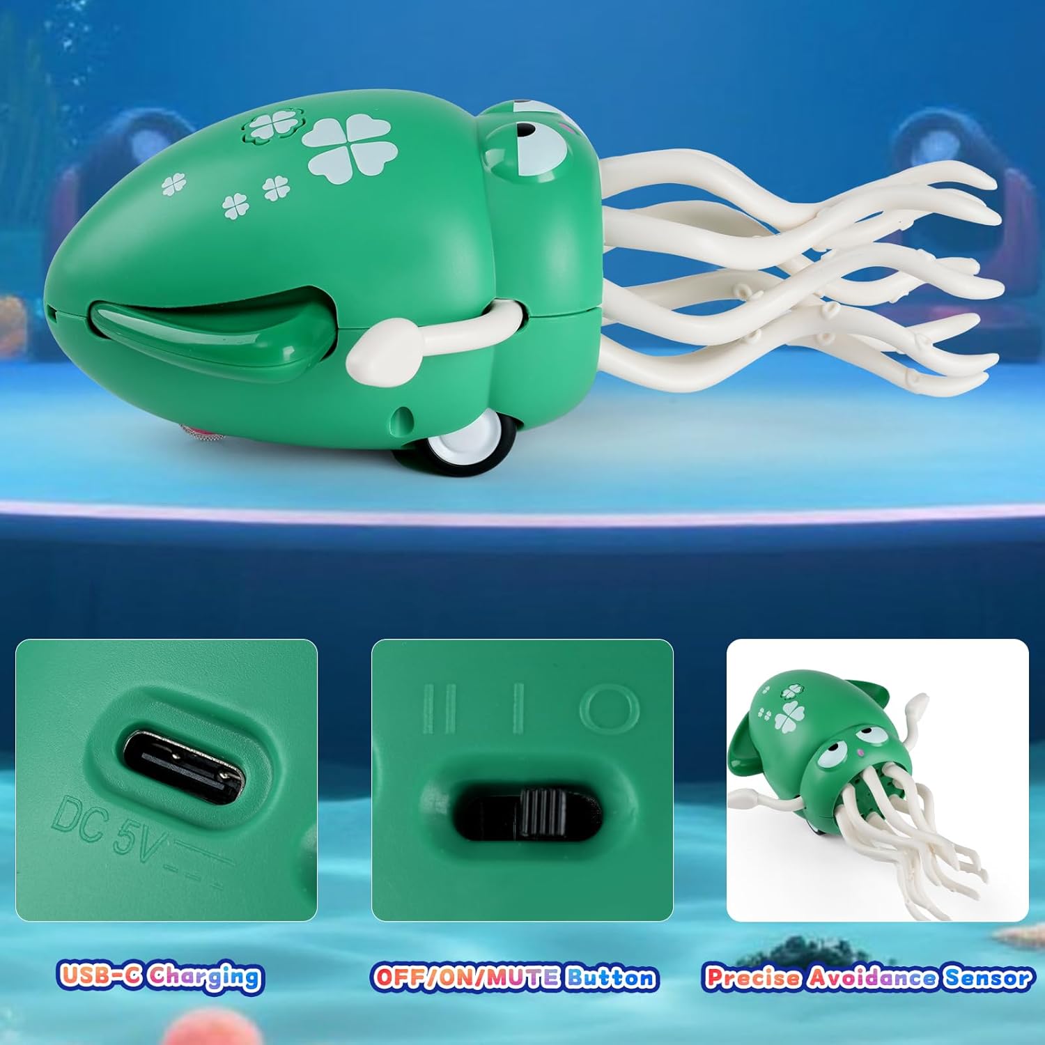 Stocking Stuffers Dancing Octopus Toy,Baby Toys 6-12-18Months Electric Crawling Octopus with Light&Music,Dancing Squid Tummy Time Toys for Baby 3 4 5 6 7 8 9Months,1st Christmas Birthday Gift for Boys