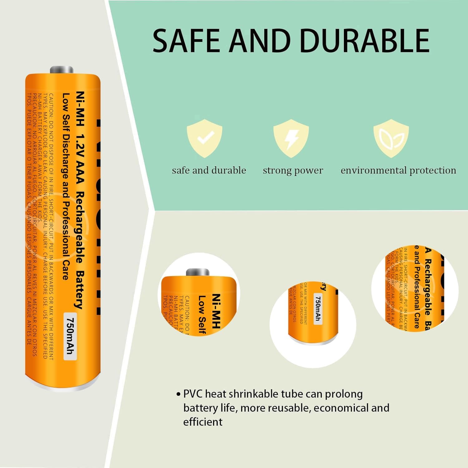 4 Pack NI-MH AAA Rechargeable Battery for Panasonic, 1.2V 750mah AAA Rechargeable Batteries for Panasonic Cordless Phones Handset, Remote Controls, Electronics - 5