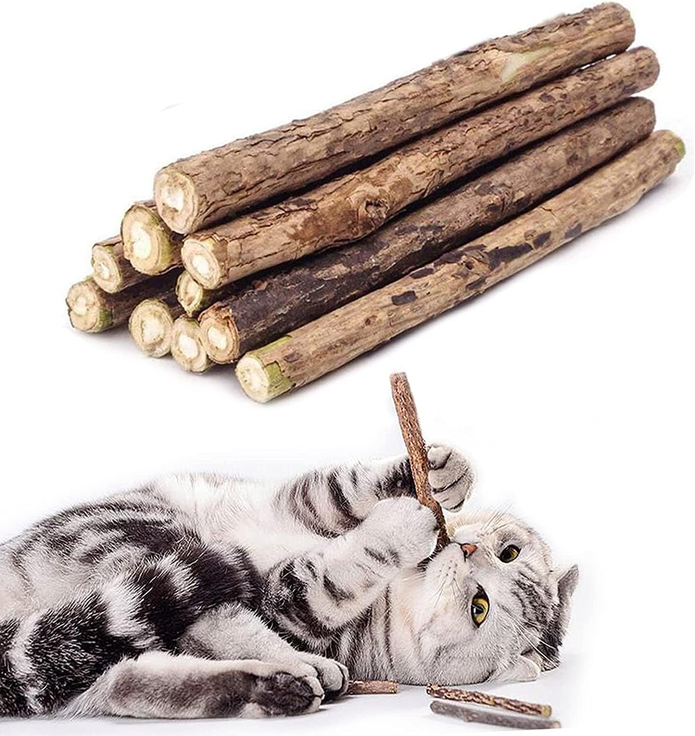 24x7 eMall Catnip Sticks 5 Pcs Kitten Cat Toys Silvervine Sticks Kitty Wooden Stick Teething Toys Molar Suitable for Cats of All Ages Chew Toys (5 Sticks - 5 Inch)