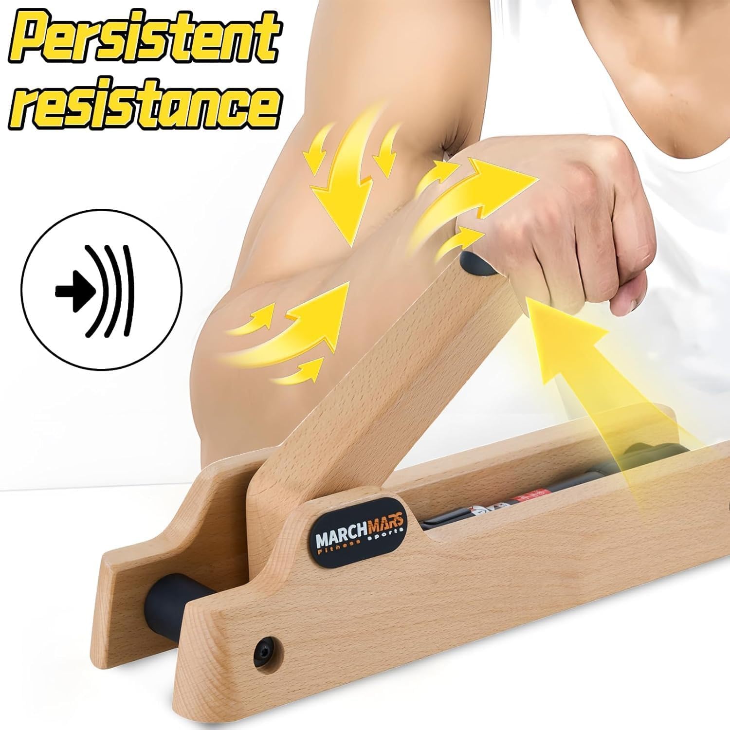 Arm Wrestling Training Equipment Wooden Arm Strength Trainer with 12 Adjustable Hydraulic Resistance Levels Portable Forearm Trainer for Home Gym, Office