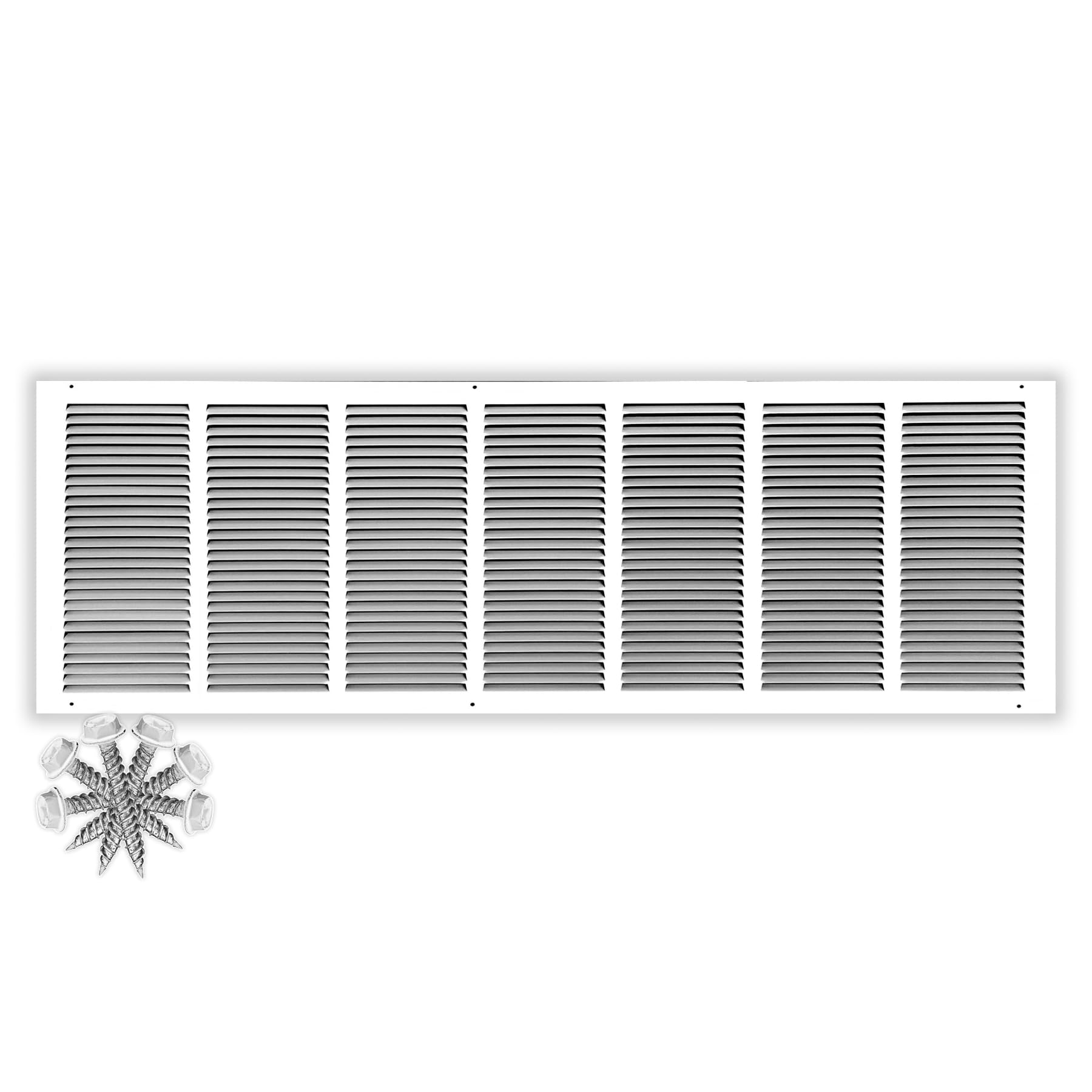 14'' x 8'' [Duct Opening] Flat Stamped Steel Return Air Grille by - Sidewall and Ceiling - HVAC Premium Vent Duct Cover - White [Overall Dimensions: 15.75''w X 9.75''h] — view 102