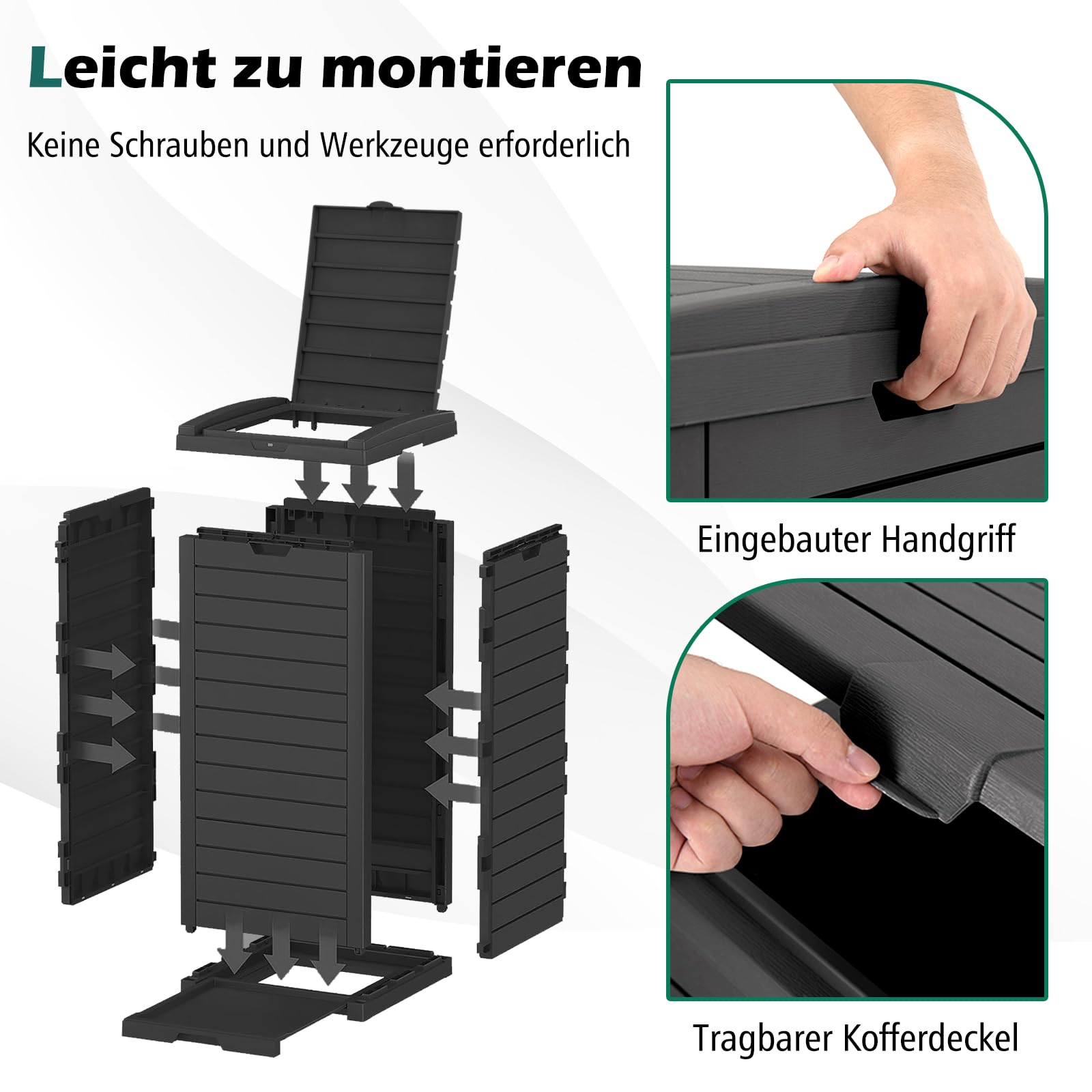 GOPLUS Mülltonnenbox 118 L, Mülleimer mit Klappdeckel & ausziehbarer Abtropfschale, tragbarer Mülltonnecontainer für Terrasse & Hinterhof (Schwarz-1 Pack)