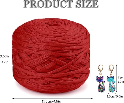 Yarn for Crocheting Tote Bags, T Shirt Yarn, Elasticated Yarn for Bags and Bowls, Chunky Yarn for Beginners, 10-Old Glory Red